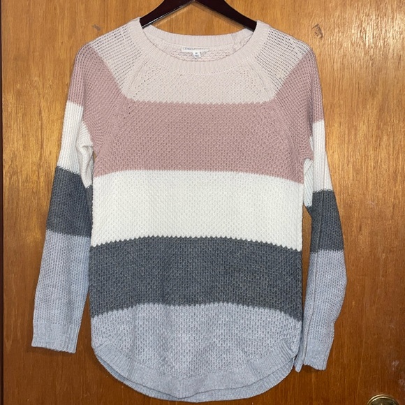 •CLOUD CHASER•COLORBLOCK STRIPE RIBBED CREWNECK KNIT SWEATER SIZE MEDIUM - Picture 9 of 10